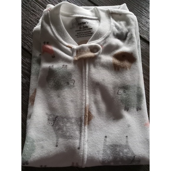 Carter's 0-3 month Long Sleeve Fleece Zippered Animal Print Sleep Sack Sleeper - Picture 10 of 10